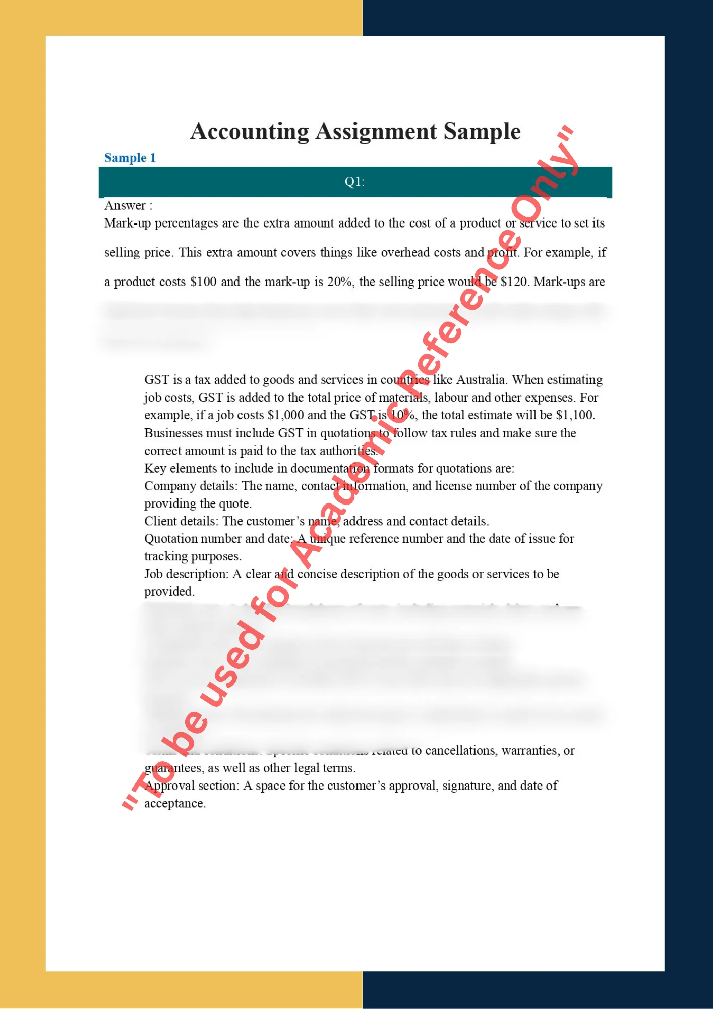 Assignment sample solution of MSFGN1006 - Estimsate and Cost Job 1
